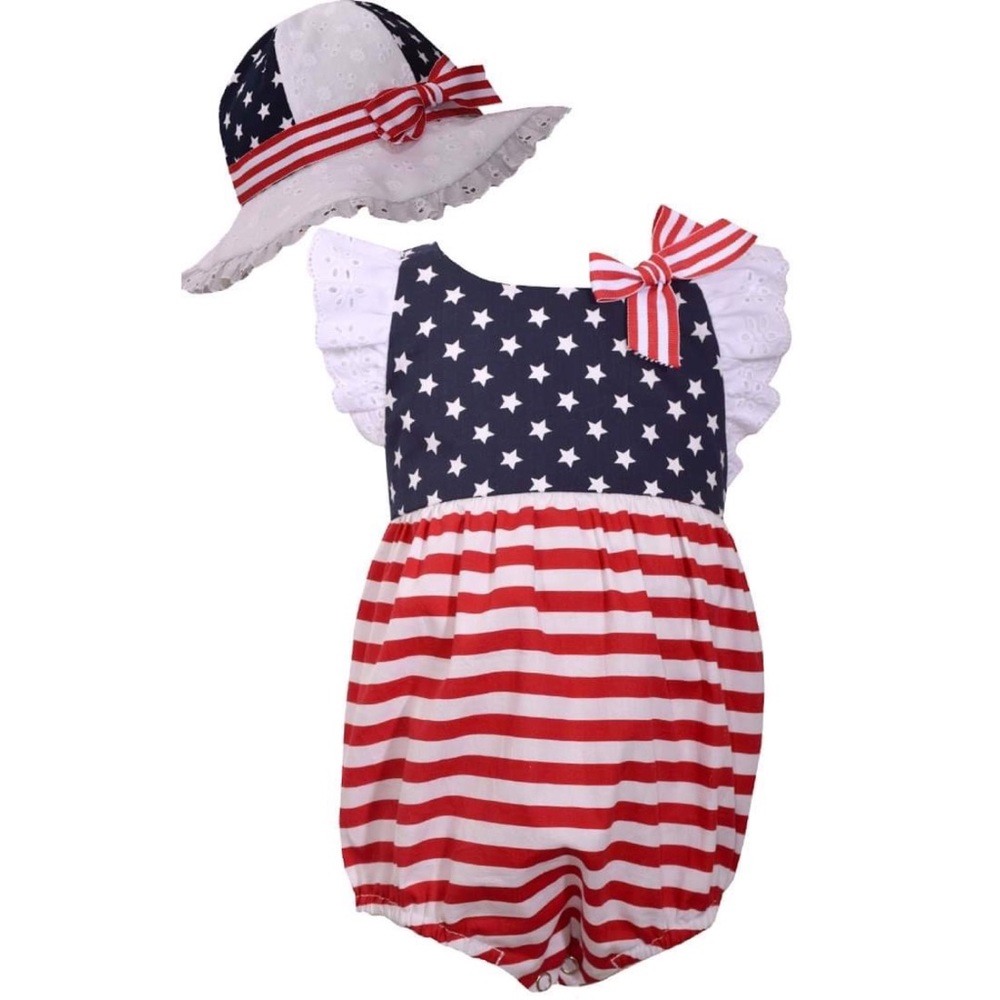 Baby Girls July Fourth Summer Romper Dress New
